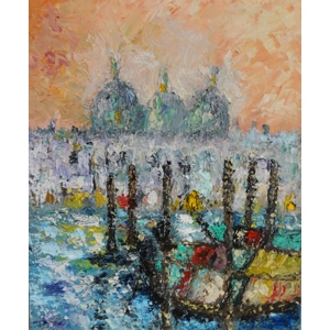 Venice Italy Gondola Canal Art Impasto Oil Painting Venice Italy Gondola Canal Art Impasto Oil Painting