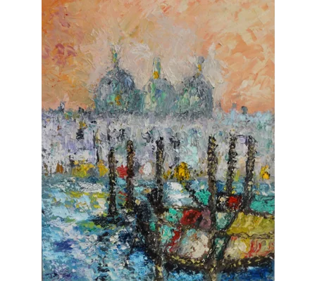 Original Hand-Painted Venice Italy Gondola Canal Art Impasto Oil Painting | 10"x12"