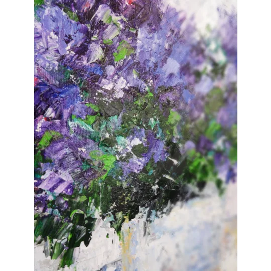 SOLD - Lilacs flower bouquet in the vase - Impasto oil painting