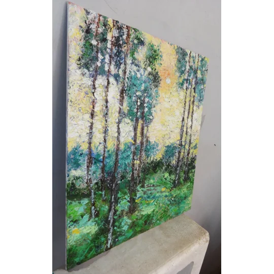 SOLD - Forest during sunset - Original forest Oil Painting