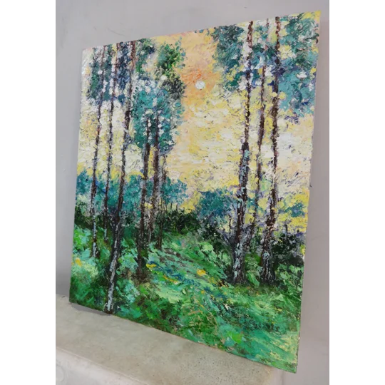 SOLD - Forest during sunset - Original forest Oil Painting