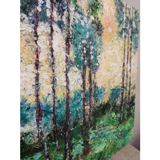 SOLD - Forest during sunset - Original forest Oil Painting