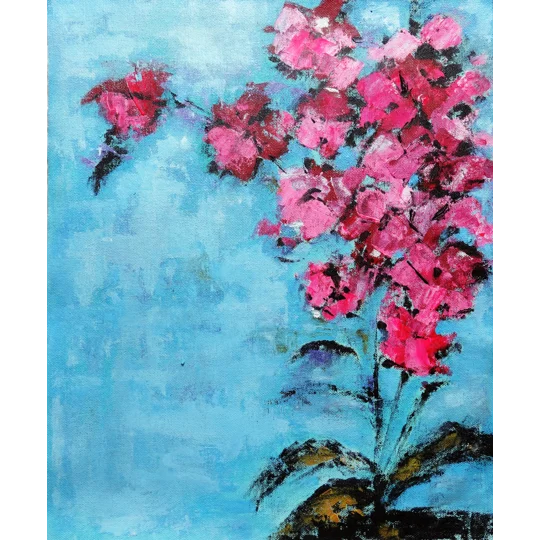 SOLD - Abstract Orchid Floral Acrylic Painting