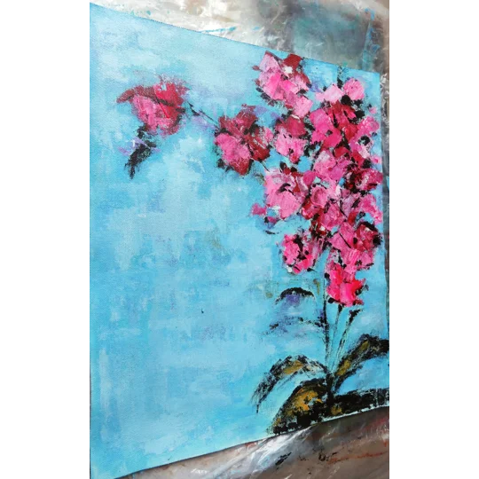 SOLD - Abstract Orchid Floral Acrylic Painting