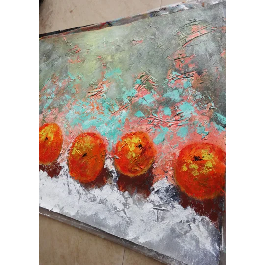 Oranges Textured Acrylic Painting on Canvas Mixed Media