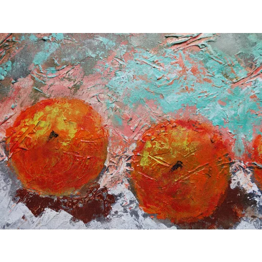 Oranges Textured Acrylic Painting on Canvas Mixed Media