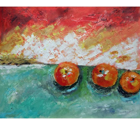 SOLD - Peaches Textured Acrylic Painting on Canvas Mixed Media