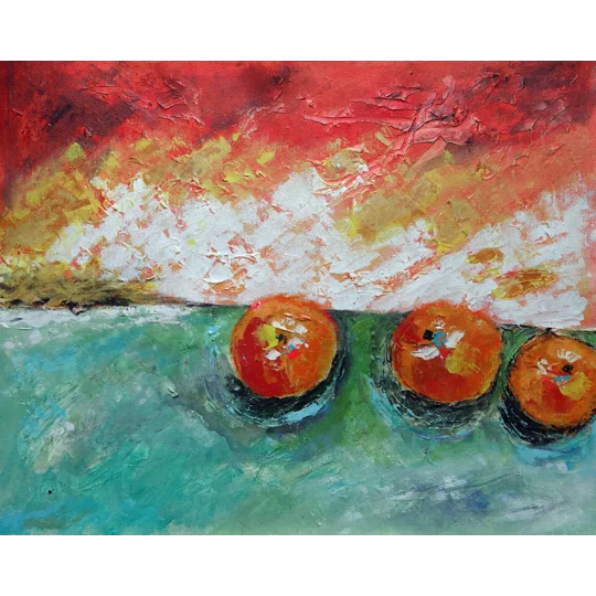 SOLD - Peaches Textured Acrylic Painting on Canvas Mixed Media
