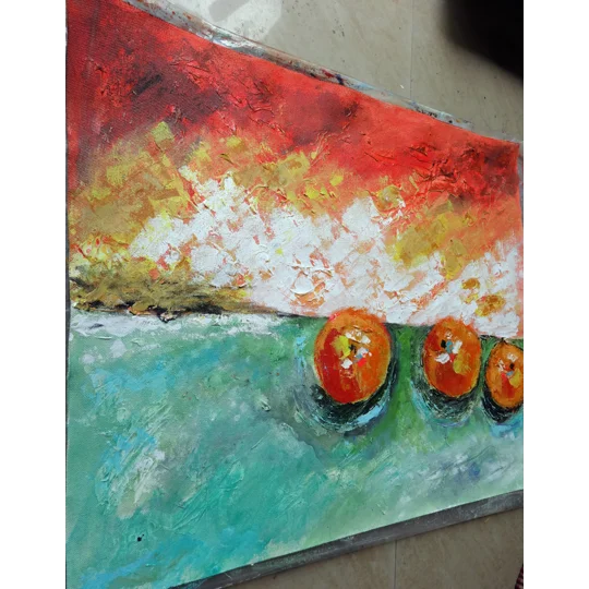 SOLD - Peaches Textured Acrylic Painting on Canvas Mixed Media