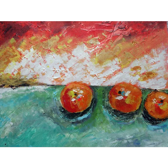 SOLD - Peaches Textured Acrylic Painting on Canvas Mixed Media
