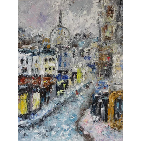 Original impasto oil painting of montmartre paris by contemporary artist Indrani Ghosh