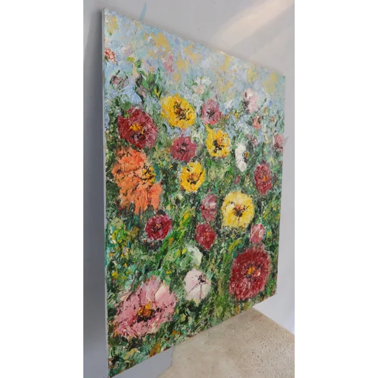 Colorful Wild Flowers – Textured Impasto Oil Painting