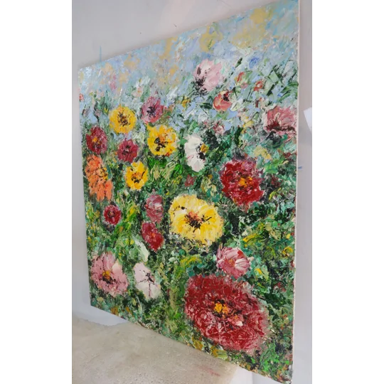 Colorful Wild Flowers – Textured Impasto Oil Painting