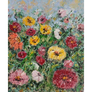 Colorful Wild Flowers – Textured Impasto Oil Painting