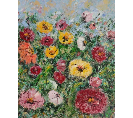 Colorful Wild Flowers – Textured Impasto Oil Painting