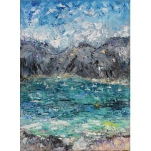 Italian Lago di Garda Impasto Oil Painting Framed