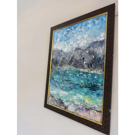 Italian Lago di Garda Impasto Oil Painting Framed