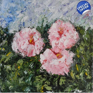 Pink Roses Impasto Oil Painting - FREE with 400USD (or more) worth purchase