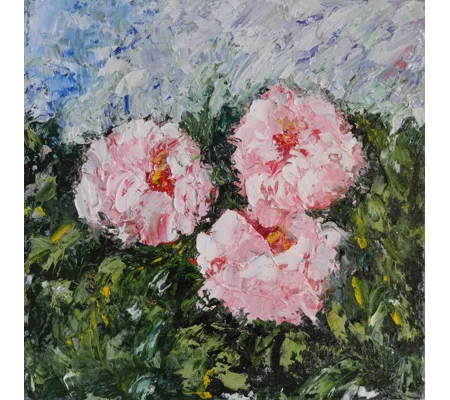 Pink Roses Impasto Oil Painting - FREE with 400USD (or more) worth purchase