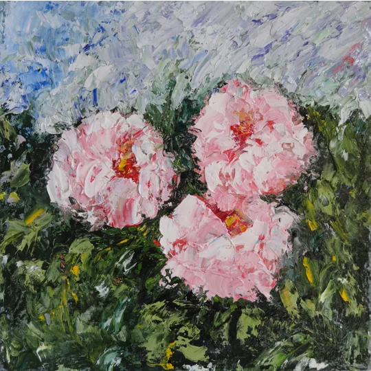 Pink Roses Impasto Oil Painting - FREE with 400USD (or more) worth purchase