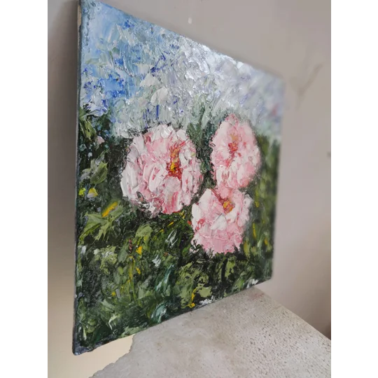 Pink Roses Impasto Oil Painting - FREE with 400USD (or more) worth purchase