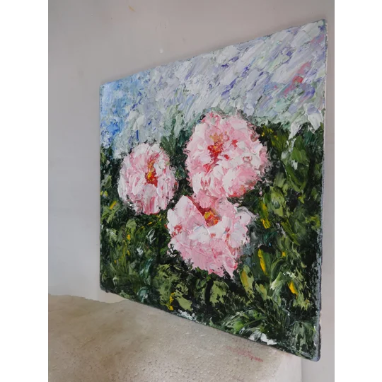 Pink Roses Impasto Oil Painting - FREE with 400USD (or more) worth purchase