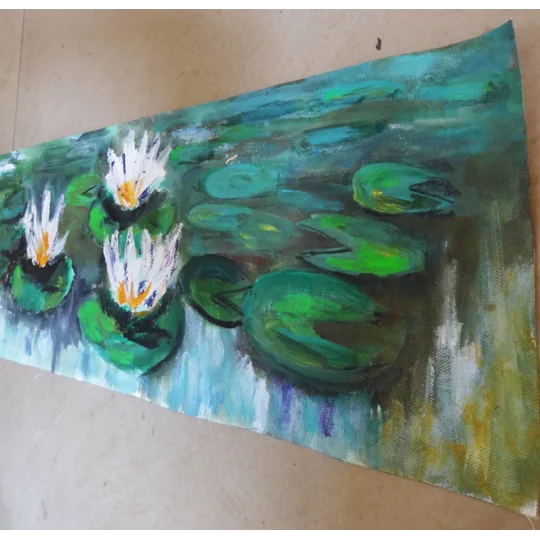 Water Lily Pond Acrylic Painting