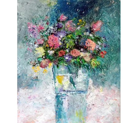 Flowers Bouquet Still Life Textured Oil Painting