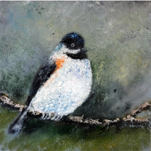 SOLD - Chikadee Bird Oil Painting