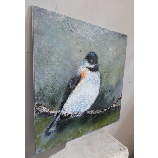 SOLD - Chikadee Bird Oil Painting