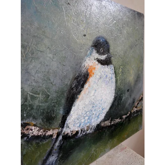 SOLD - Chikadee Bird Oil Painting