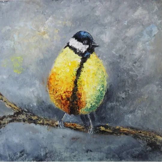 Great Tit Bird Oil Painting