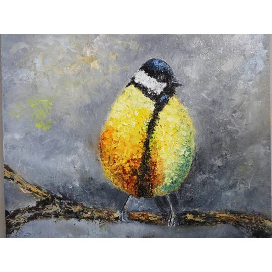 Great Tit Bird Oil Painting