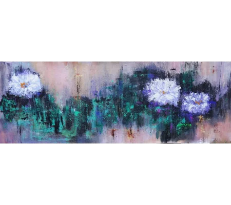 SOLD - Abstract Water Lily Pond Acrylic Painting