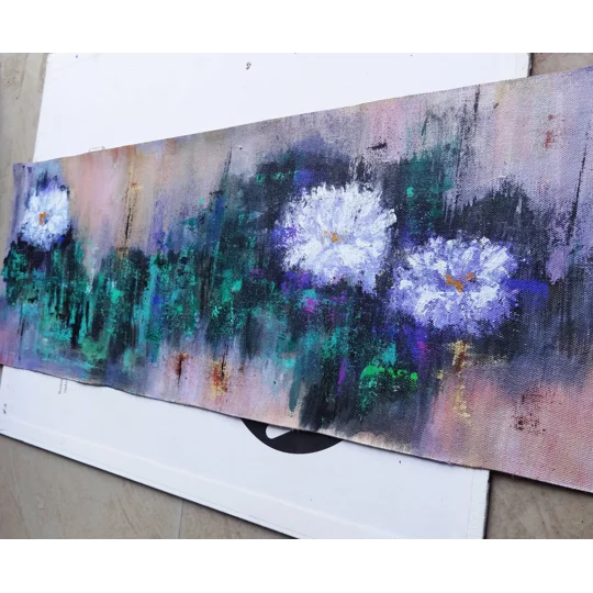 SOLD - Abstract Water Lily Pond Acrylic Painting