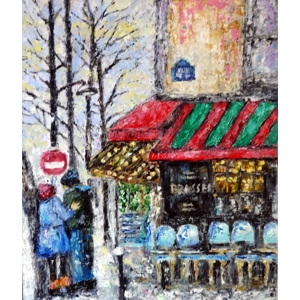 Paris Café Oil Painting – Romantic Street Scene Artwork in Impressionist Style Paris Café Oil Painting – Romantic Street Scene Artwork in Impressionist Style