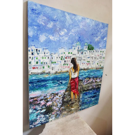 Woman at Paros Island Greece Oil Painting