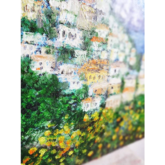 Original Hand-Painted Positano Landscape Mini Textured Oil Painting | 8"x 10"