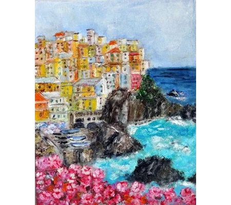 Cinque Terre Landscape Mini Oil Painting