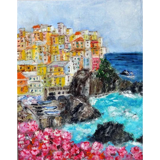 Cinque Terre Landscape Mini Oil Painting
