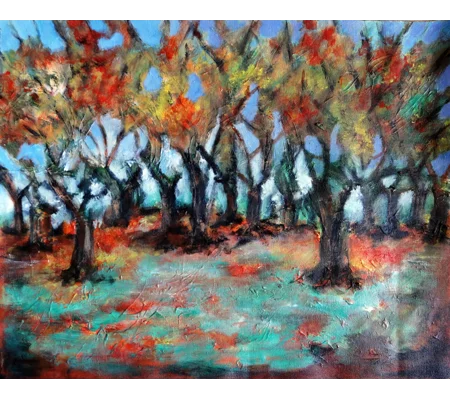 Sold - Trees In the Forest Abstract Acrylic Painting