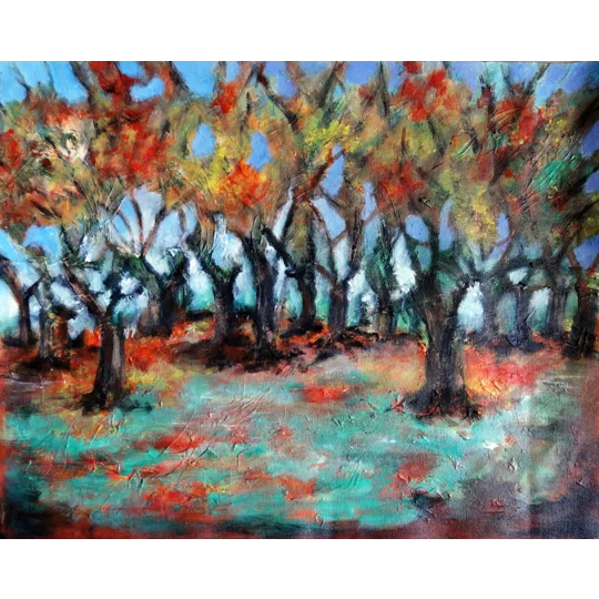 Sold - Trees In the Forest Abstract Acrylic Painting