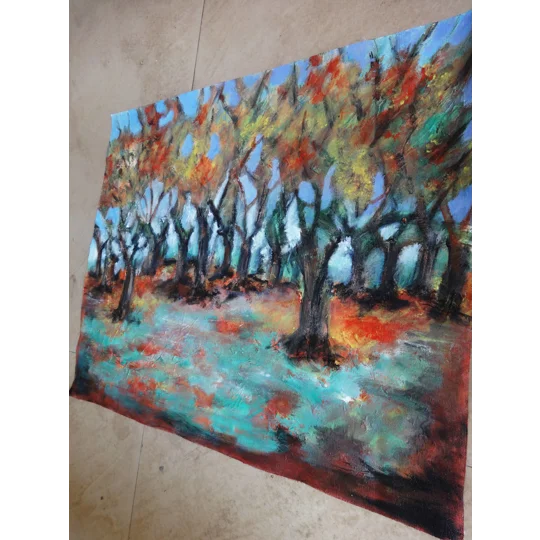 Sold - Trees In the Forest Abstract Acrylic Painting