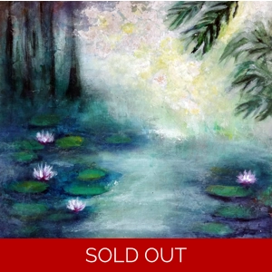 Serenity Amidst the Jungle - Acrylic Painting of a Water Lily Pond
