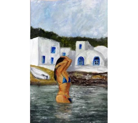 Sold - Fluid Elegance - Woman Swimming Oil Painting