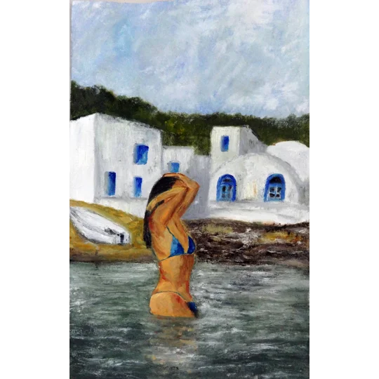Sold - Fluid Elegance - Woman Swimming Oil Painting