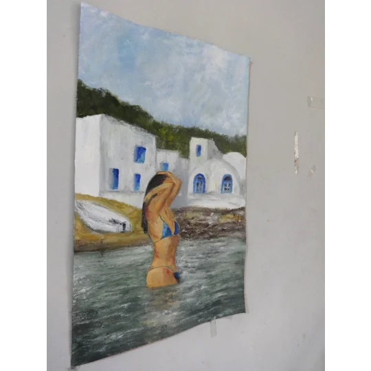 Sold - Fluid Elegance - Woman Swimming Oil Painting
