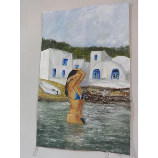 Sold - Fluid Elegance - Woman Swimming Oil Painting