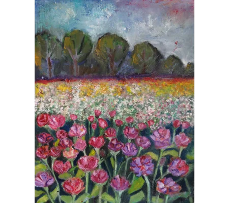 Wild Flower Meadow Oil Painting