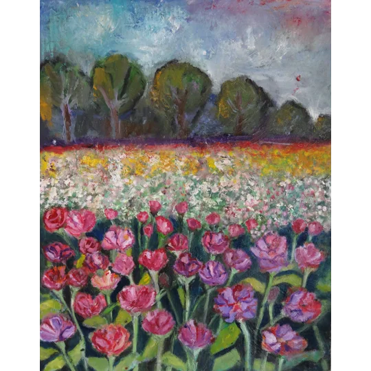 Wild Flower Meadow Oil Painting
